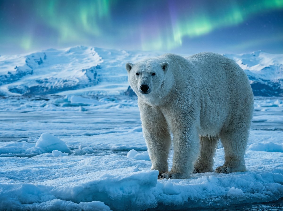 媚黑北极熊极光视频